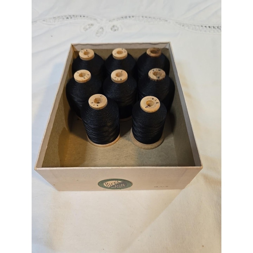 RICE'S  Machine Twist Nylon Black Thread 8 spools 600 Yds  Each Vintage Stock